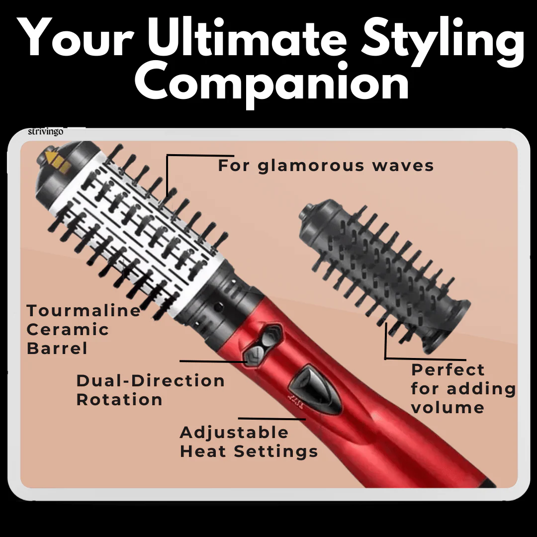 3-in-1 Rotating Hair Dryer and Styler with Adjustable Temperature for Effortless Curls and Waves - Image 6