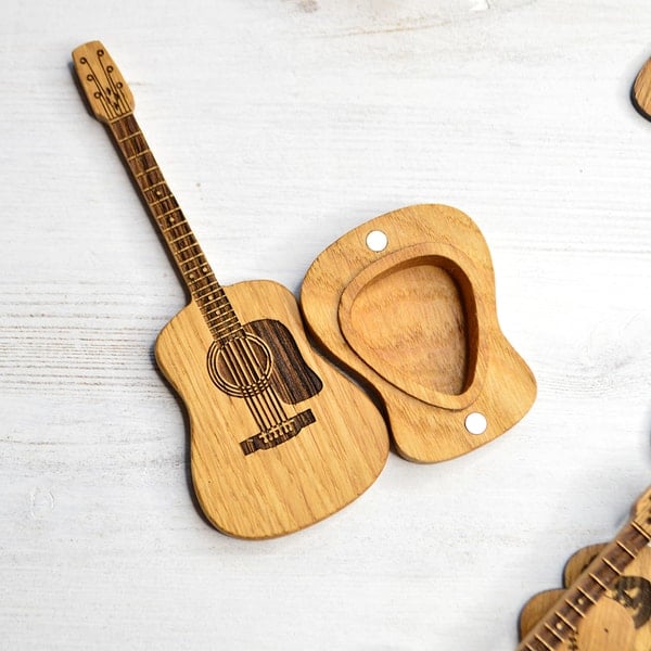 Natural Wood Guitar Pick Holder Case - Mini Acoustic Design for Musicians, Perfect Gift Idea - Image 10