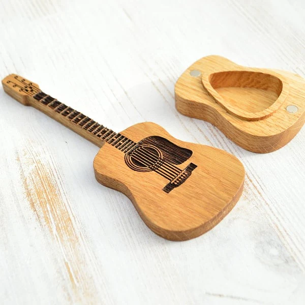 Natural Wood Guitar Pick Holder Case - Mini Acoustic Design for Musicians, Perfect Gift Idea - Image 9