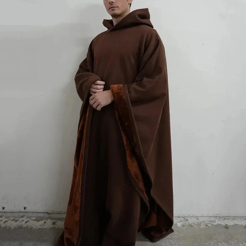 Cloak Robe Hoodie Men Casual Loose Solid Color Sweatshirt with Hat - Image 3