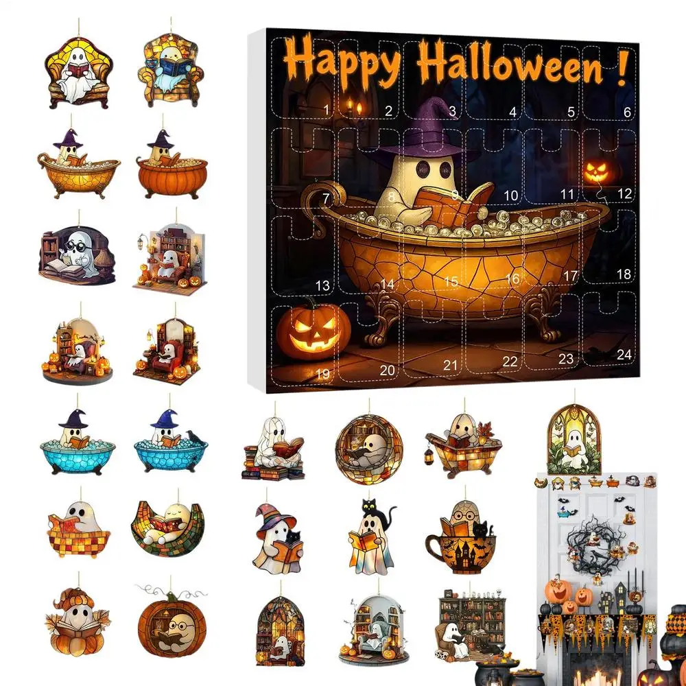 Halloween Advent Calendar 24 Days Ghost Pendant Decor - Image 13
