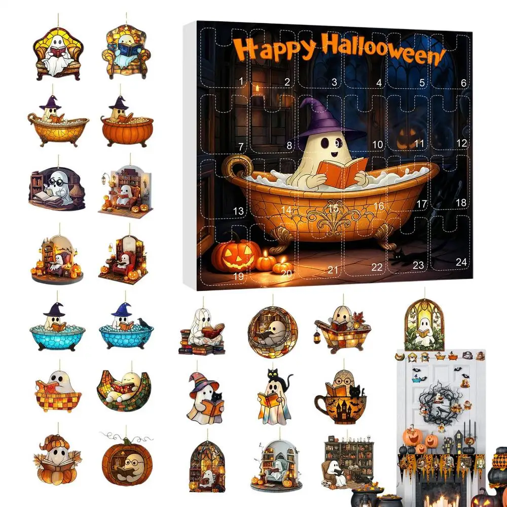 Halloween Advent Calendar 24 Days Ghost Pendant Decor - Image 15