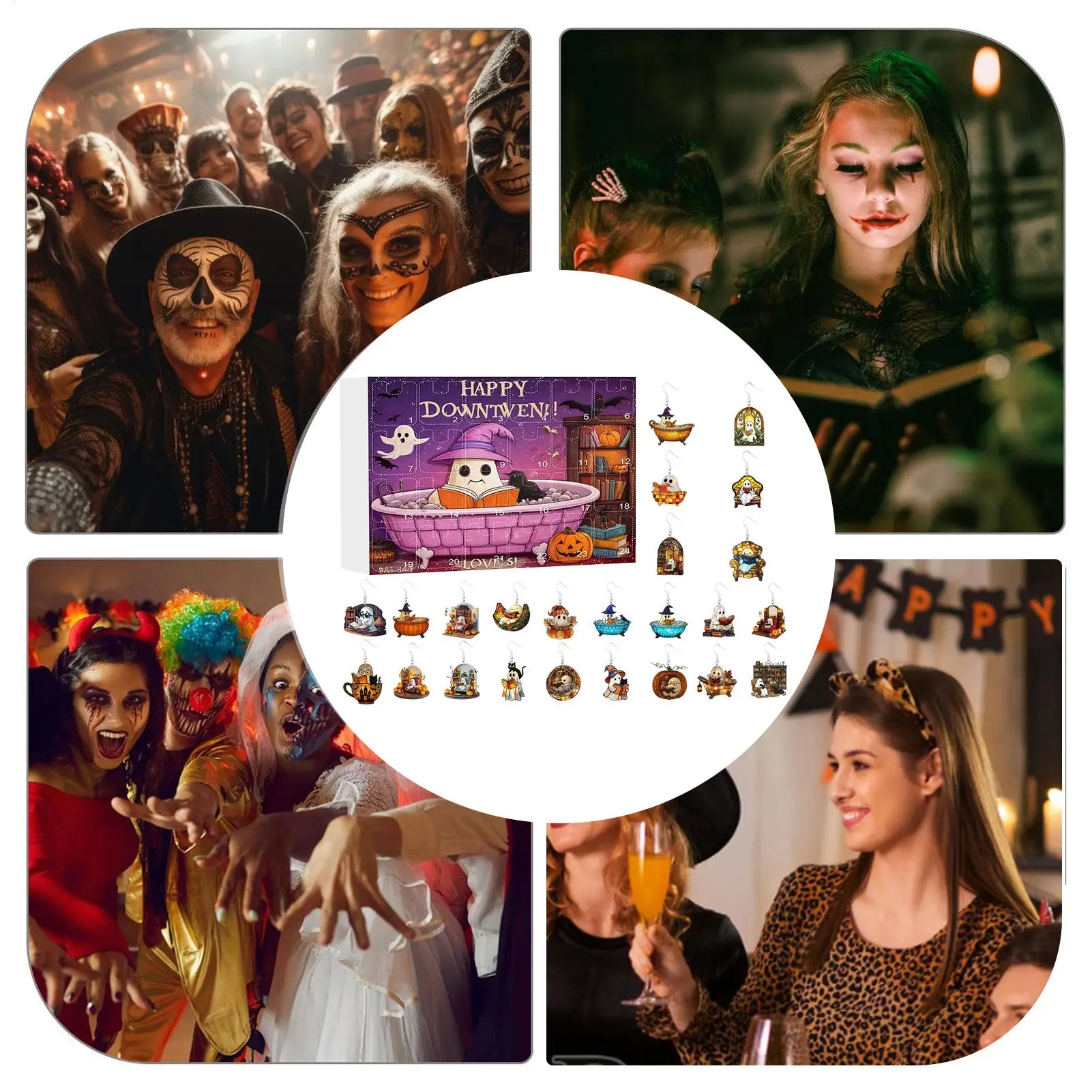 Halloween Advent Calendar Ghost Earrings 24 Day Set - Image 10