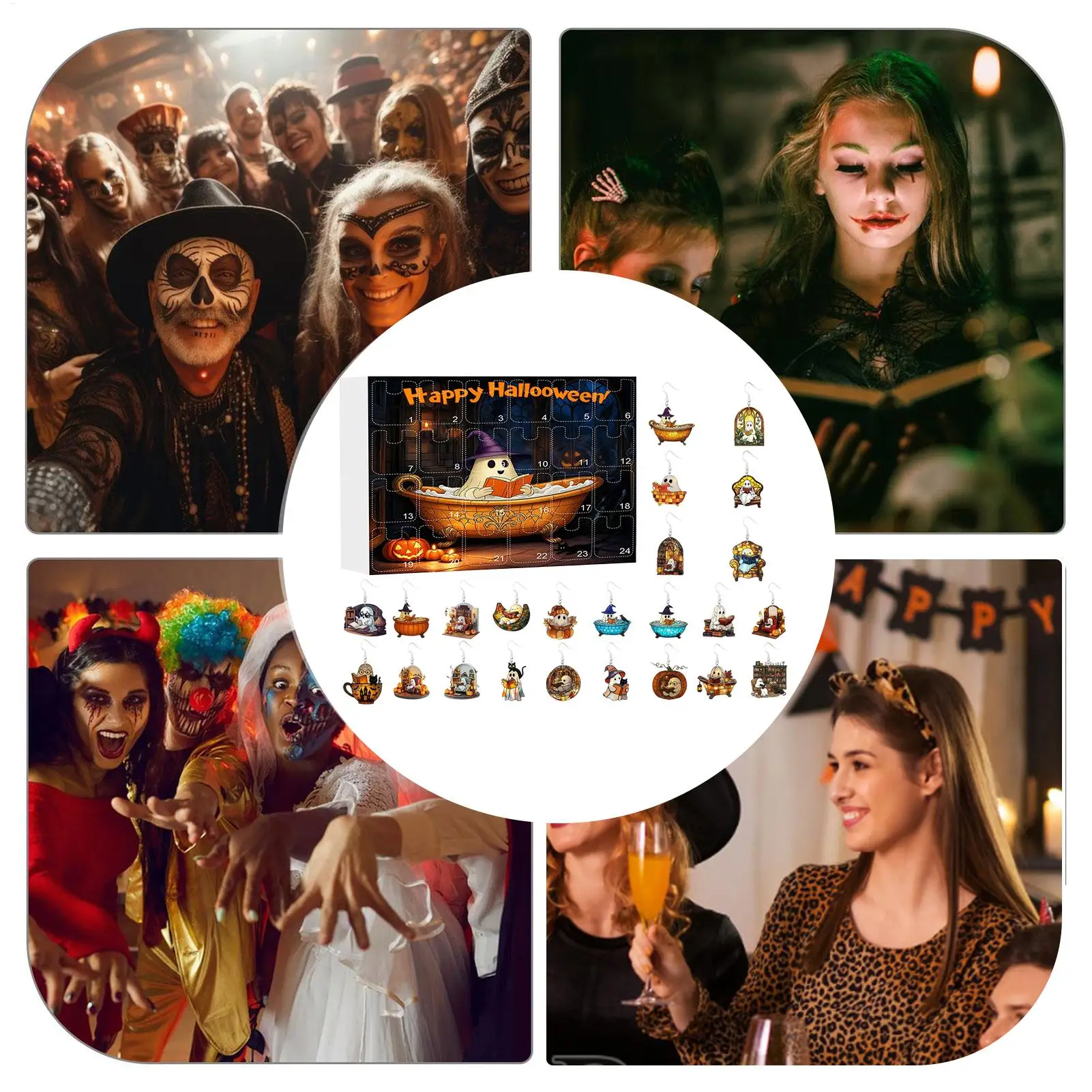 Halloween Advent Calendar Ghost Earrings 24 Day Set - Image 12