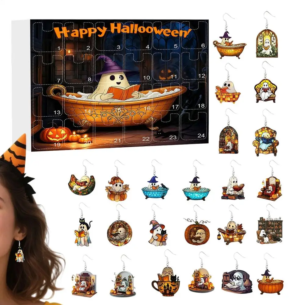 Halloween Advent Calendar Ghost Earrings 24 Day Set - Image 15