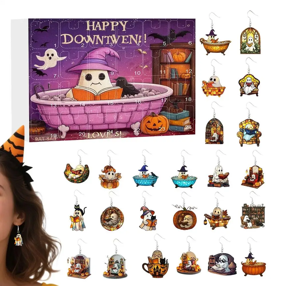 Halloween Advent Calendar Ghost Earrings 24 Day Set - Image 16