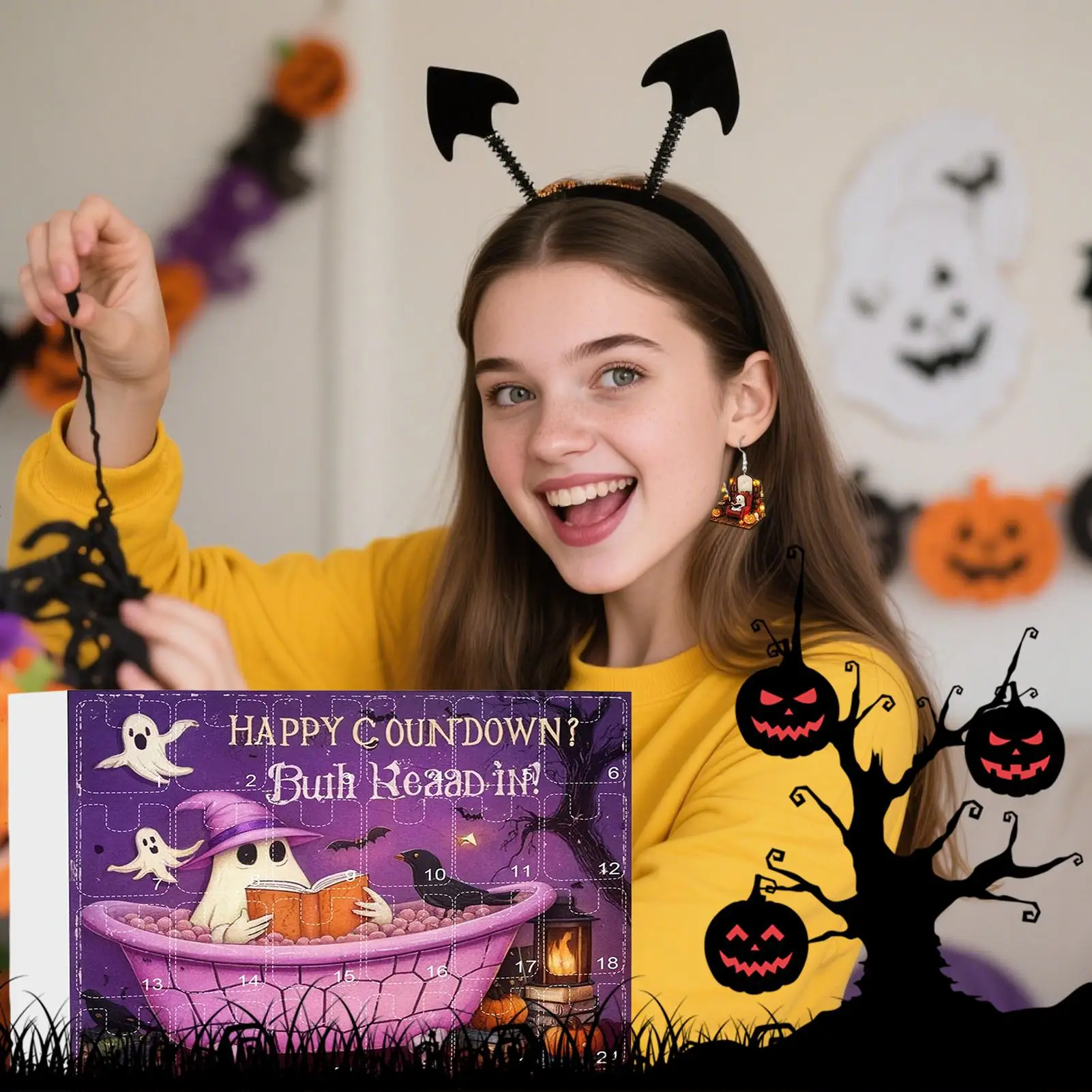 Halloween Advent Calendar Ghost Earrings 24 Day Set - Image 8