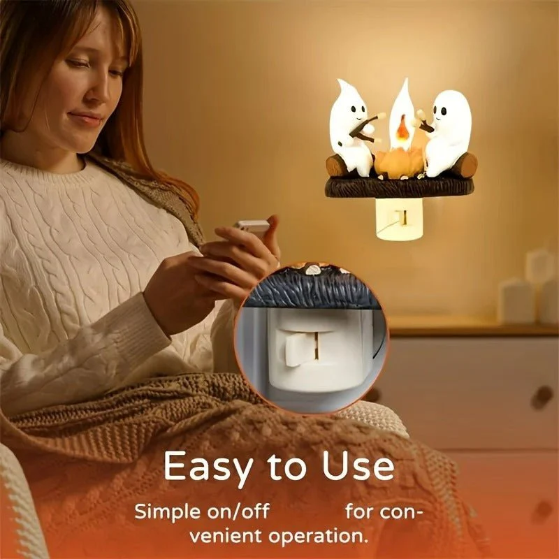 Ghostly Campfire Night Light - Flickering LED Halloween Decor for Spooky Ambiance in Bedrooms and Living Rooms - Image 5