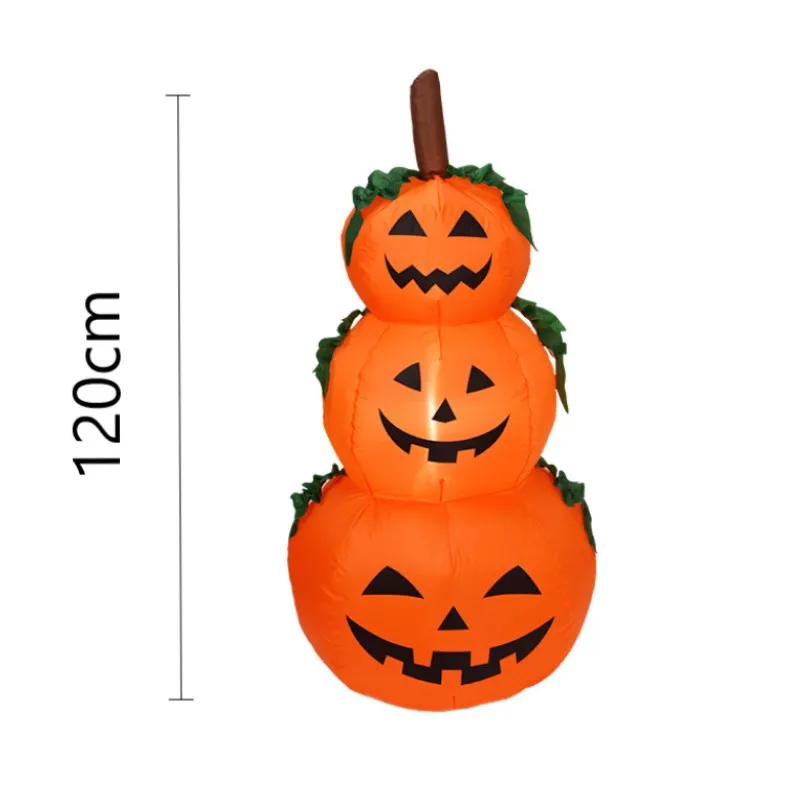 3.94ft Halloween Inflatable Pumpkin Stack with LED Rotating Lights – Outdoor Yard Decoration - Image 4