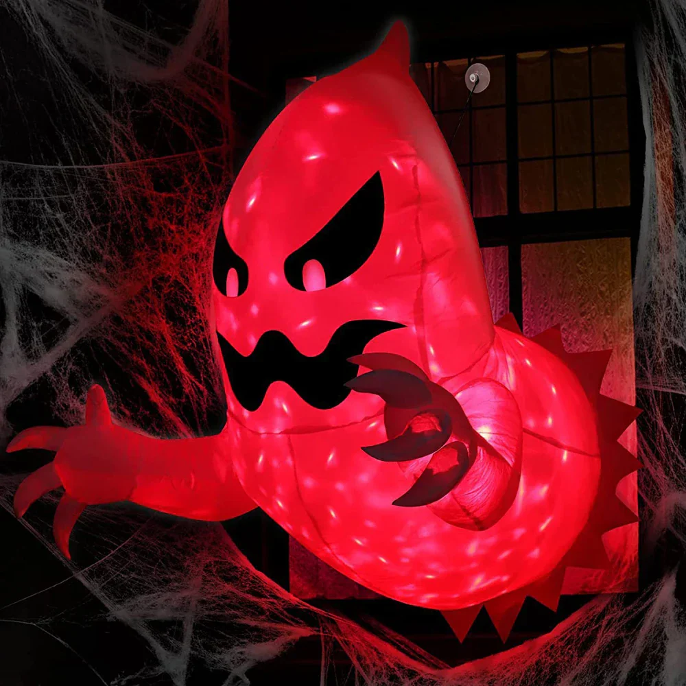 4.6ft Halloween Inflatable Window Ghost with LED Lights – Spooky Outdoor Decor - Image 4