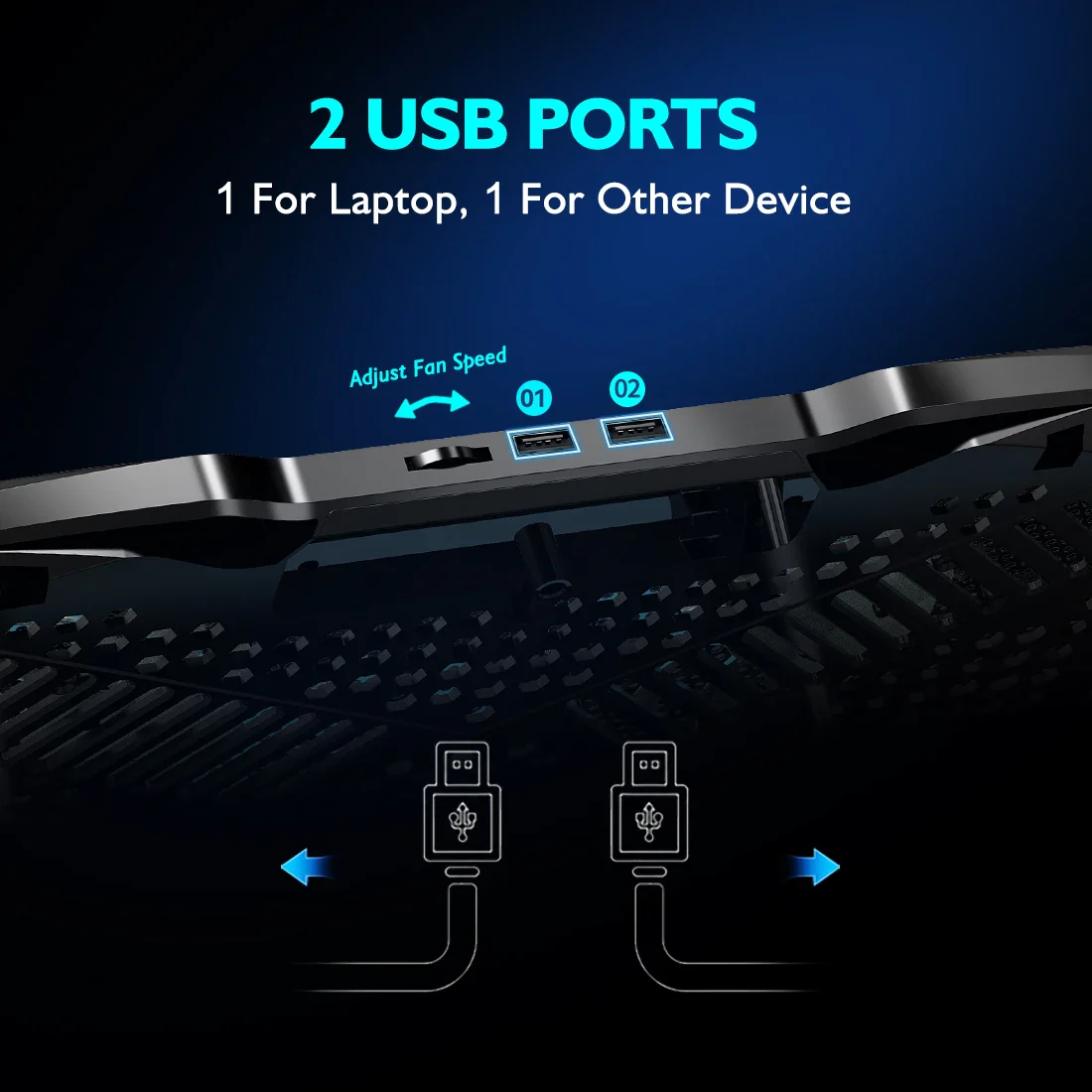 Laptop Cooling Pad with 5 Quiet Fans, Adjustable Height & Phone Holder - Compatible with 12-15.6 Inch Laptops - Image 6