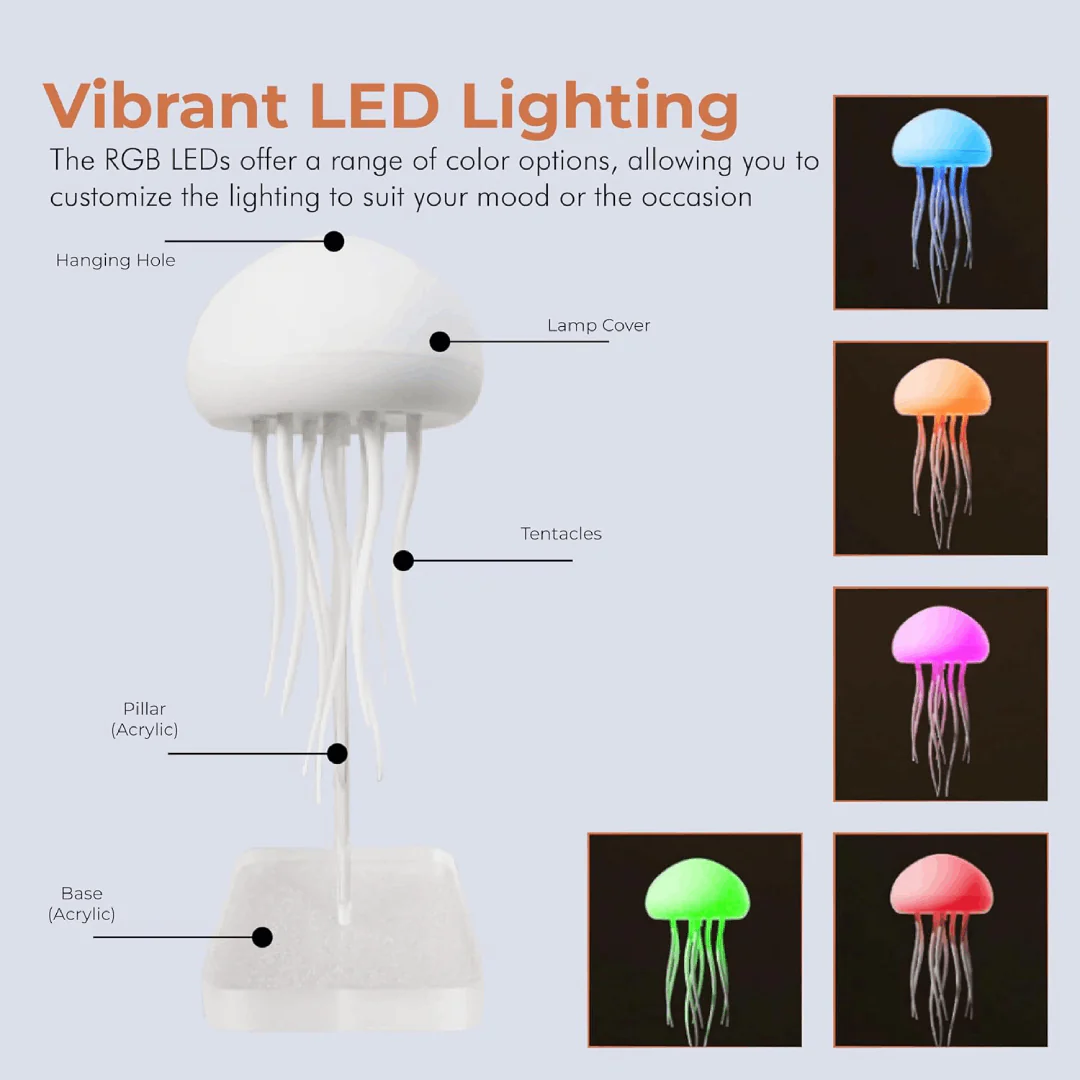 LED Jellyfish Lamp – Color-Changing RGB Voice-Activated Night Light - Image 5