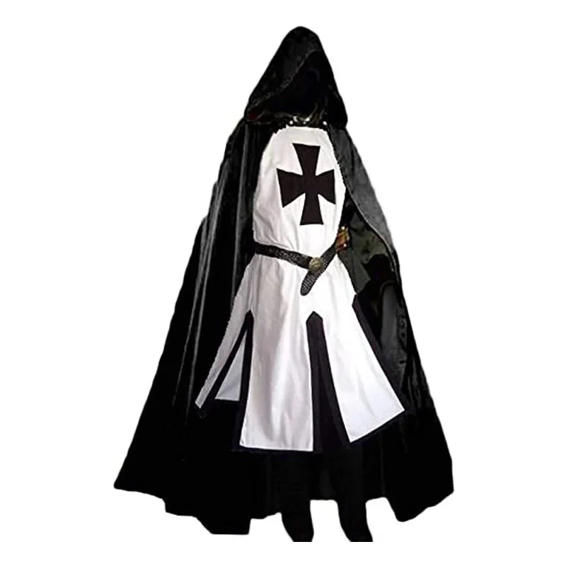 Knights Templar Crusader Cosplay Costume - Authentic Tunic & Cape Set for Halloween - Image 16