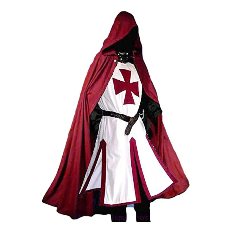 Knights Templar Crusader Cosplay Costume - Authentic Tunic & Cape Set for Halloween - Image 17
