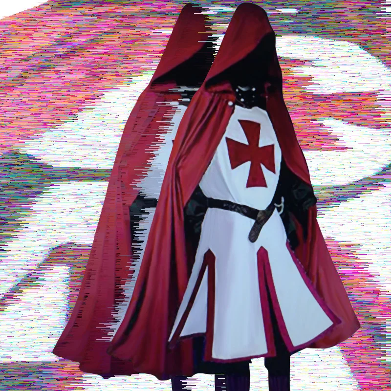 Knights Templar Crusader Cosplay Costume - Authentic Tunic & Cape Set for Halloween - Image 23