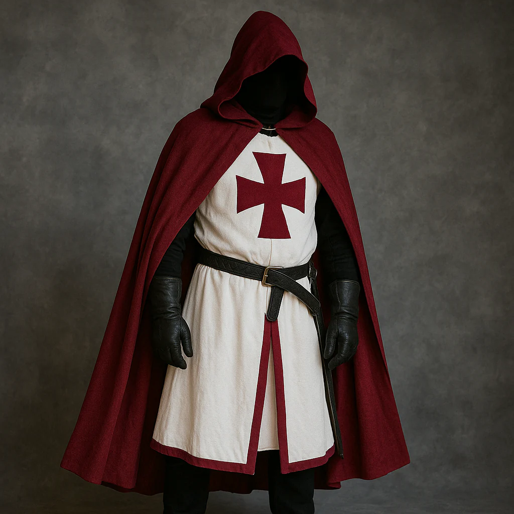 Knights Templar Crusader Cosplay Costume - Authentic Tunic & Cape Set for Halloween - Image 3