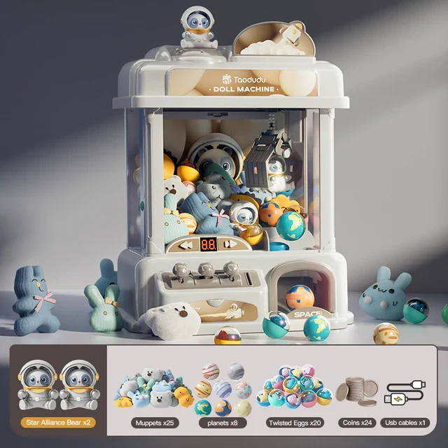 Medium Kit Coin Operated Mini Claw Machine for Kids Arcade Game with Plush Prizes - Image 6