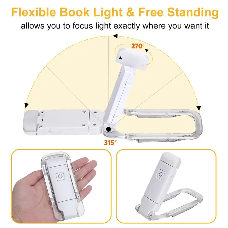 Mini LED Clip Book Light - USB Rechargeable, Brightness Adjustable Eye Protection Bookmark for Night Reading - Image 4