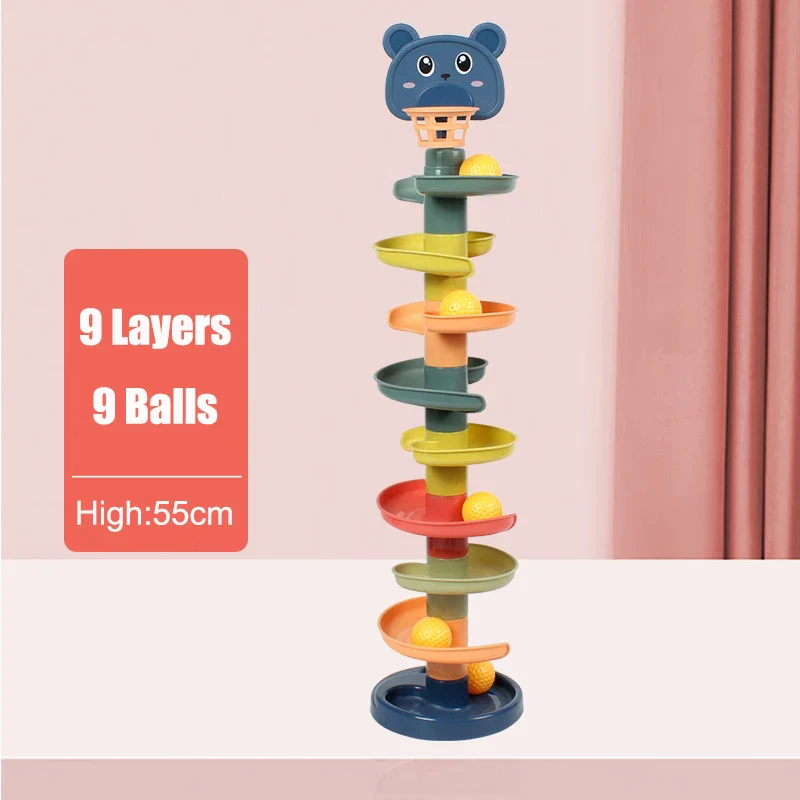 Montessori Rolling Ball Tower Toy - Educational Stacking Game for Infants, Finger Skill Development, Rotating Track Fun - Image 11