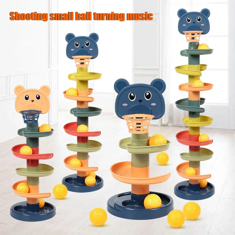 Montessori Rolling Ball Tower Toy - Educational Stacking Game for Infants, Finger Skill Development, Rotating Track Fun - Image 4