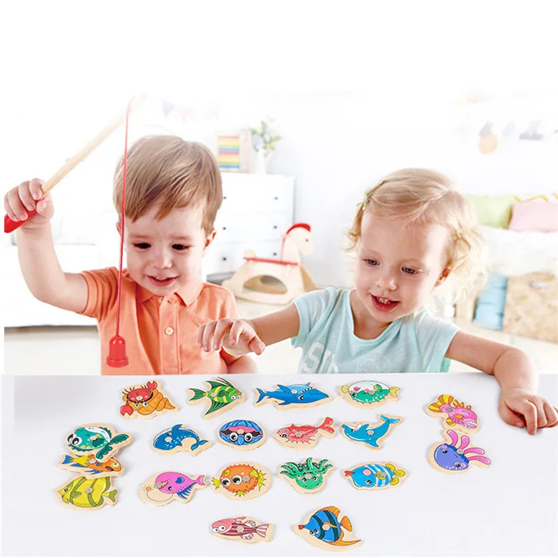 Interactive Montessori Wooden Fishing Game - Magnetic Marine Life Learning Toy for Kids, Parent-Child Engagement, Eco-Friendly Design - Image 3