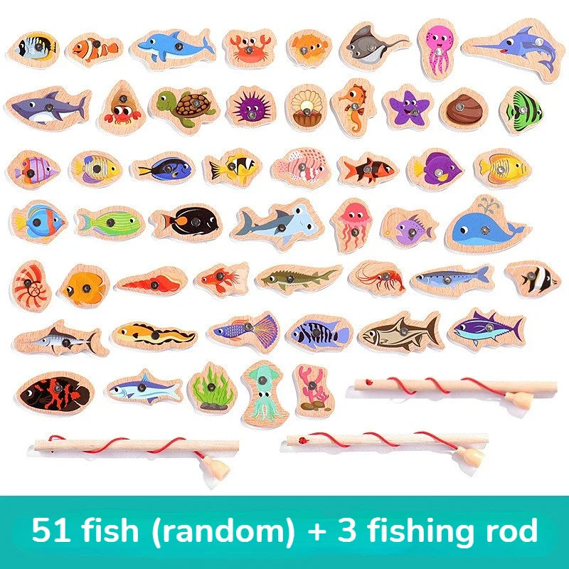 Interactive Montessori Wooden Fishing Game - Magnetic Marine Life Learning Toy for Kids, Parent-Child Engagement, Eco-Friendly Design - Image 9