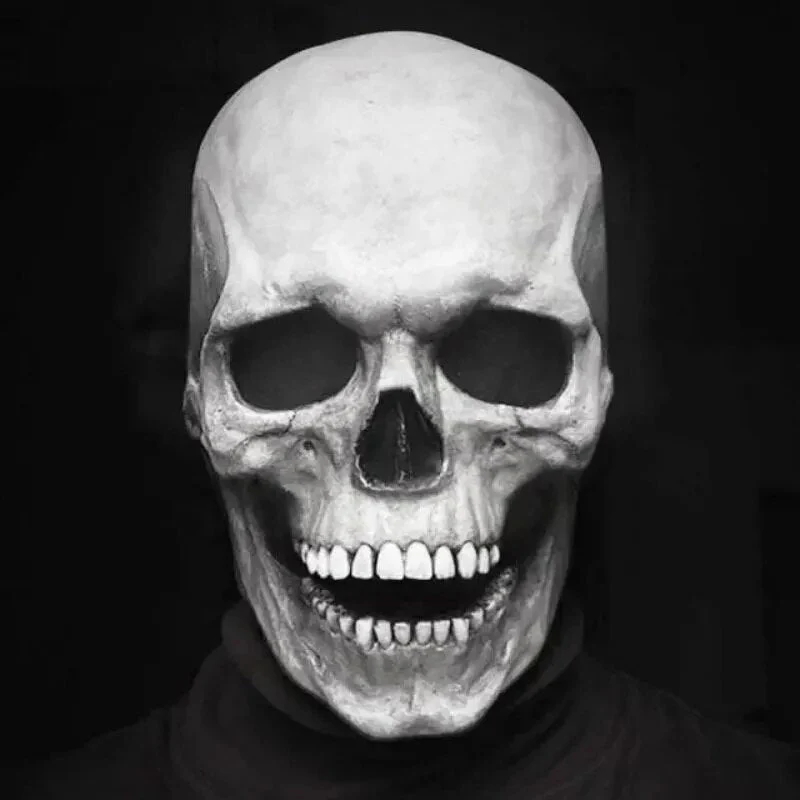 Realistic Full Head Skull Mask with Movable Jaw - Unisex Halloween & Cosplay Accessory for Ultimate Spooky Experience - Image 6