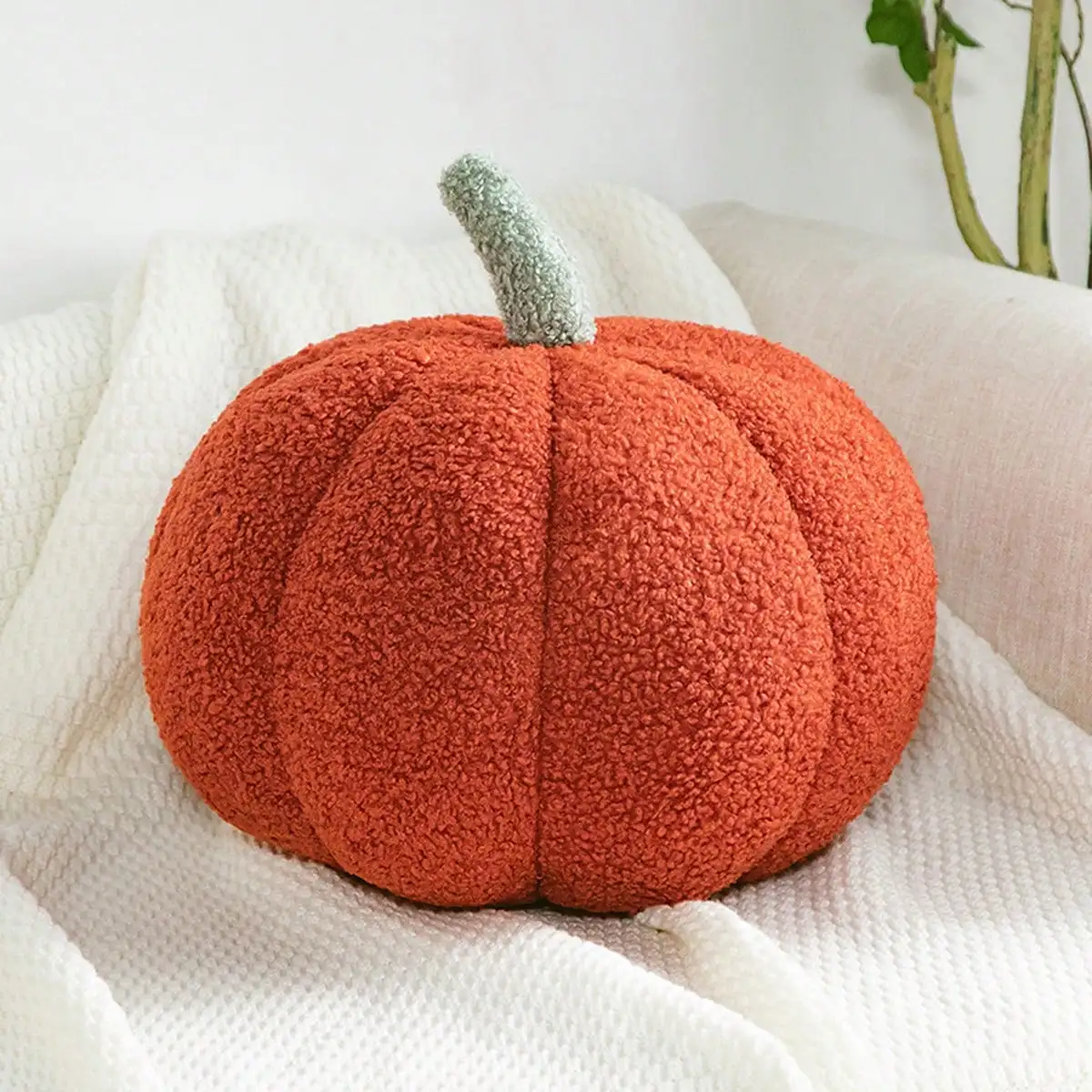 Plush Pumpkin Cushion – Cozy Sherpa & Boucle Throw Pillow for Fall & Halloween Home Decor, Ideal Gift for Kids and Babies - Image 10