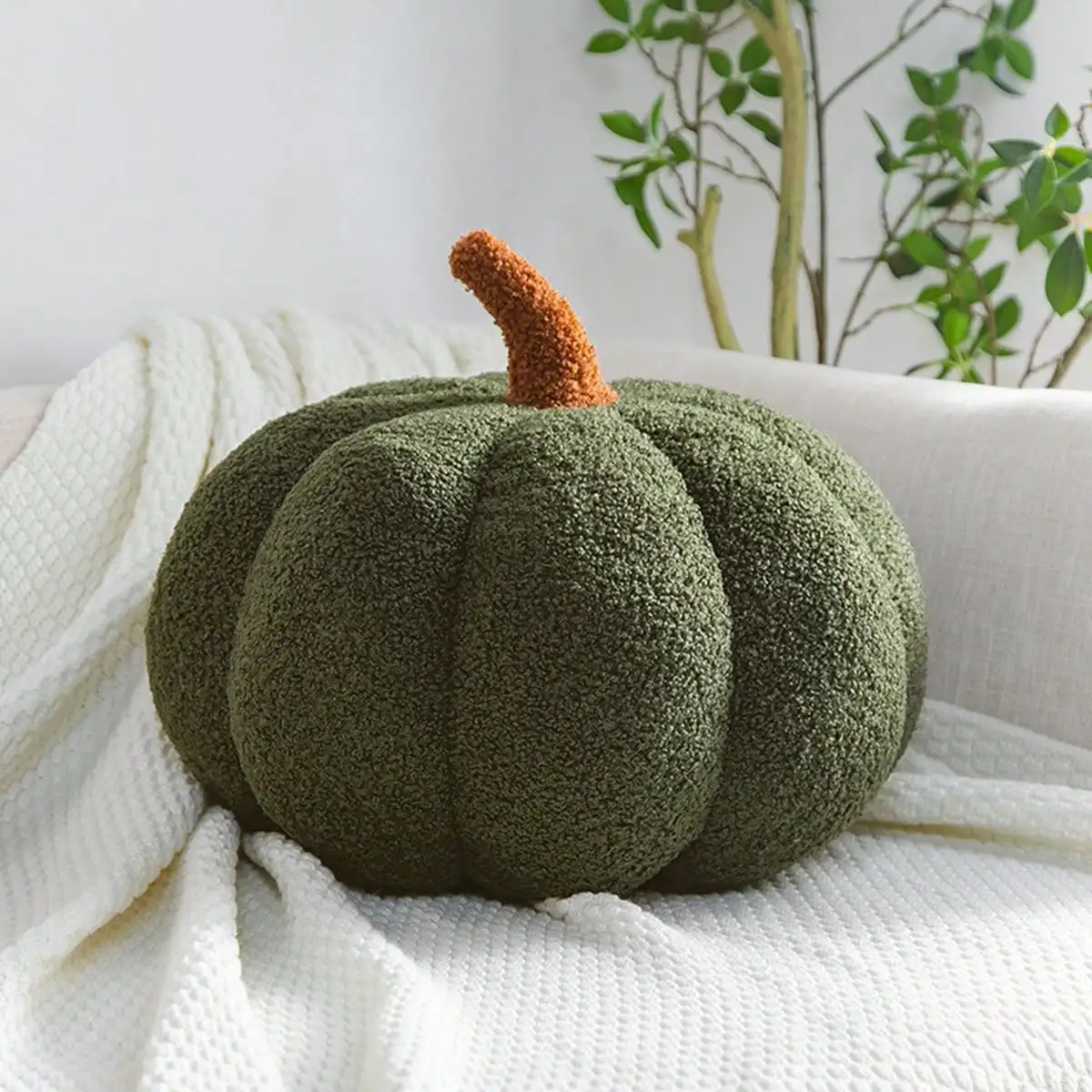 Plush Pumpkin Cushion – Cozy Sherpa & Boucle Throw Pillow for Fall & Halloween Home Decor, Ideal Gift for Kids and Babies - Image 12