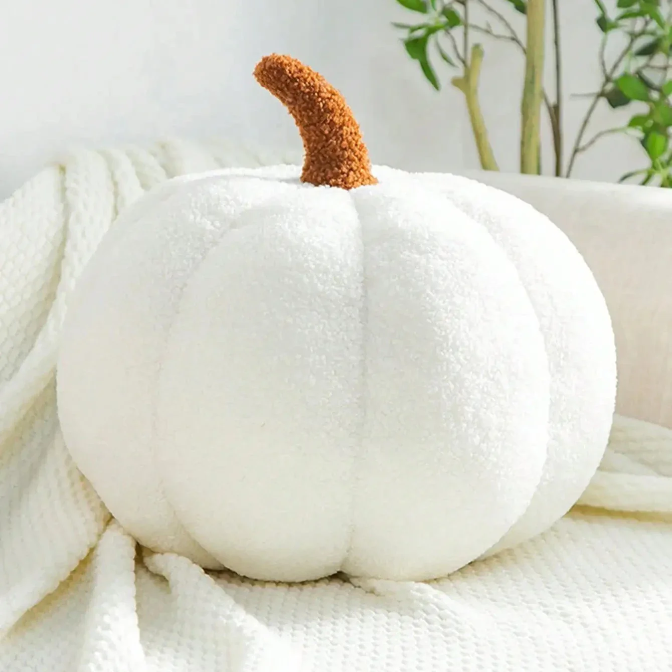 Plush Pumpkin Cushion – Cozy Sherpa & Boucle Throw Pillow for Fall & Halloween Home Decor, Ideal Gift for Kids and Babies - Image 9