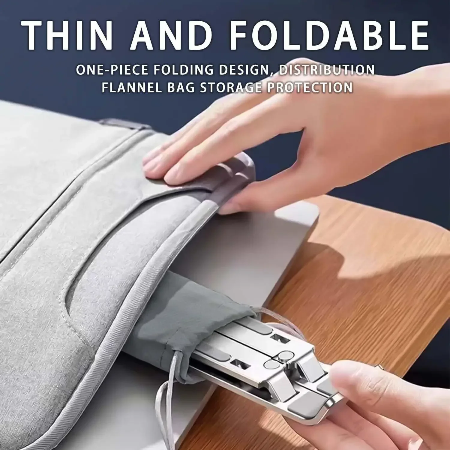 Portable Adjustable Aluminum Laptop Stand with Accessories - 6-Level Height, Anti-Slip Design, Enhanced Ventilation for 8-16" Laptops - Image 5