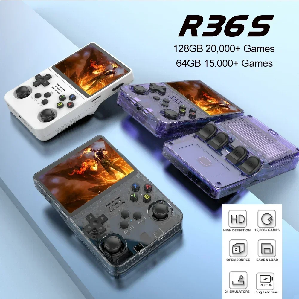 Portable R36S Retro Handheld Video Game Console - 3.5" IPS Screen, 64GB Storage, Linux System - Image 4